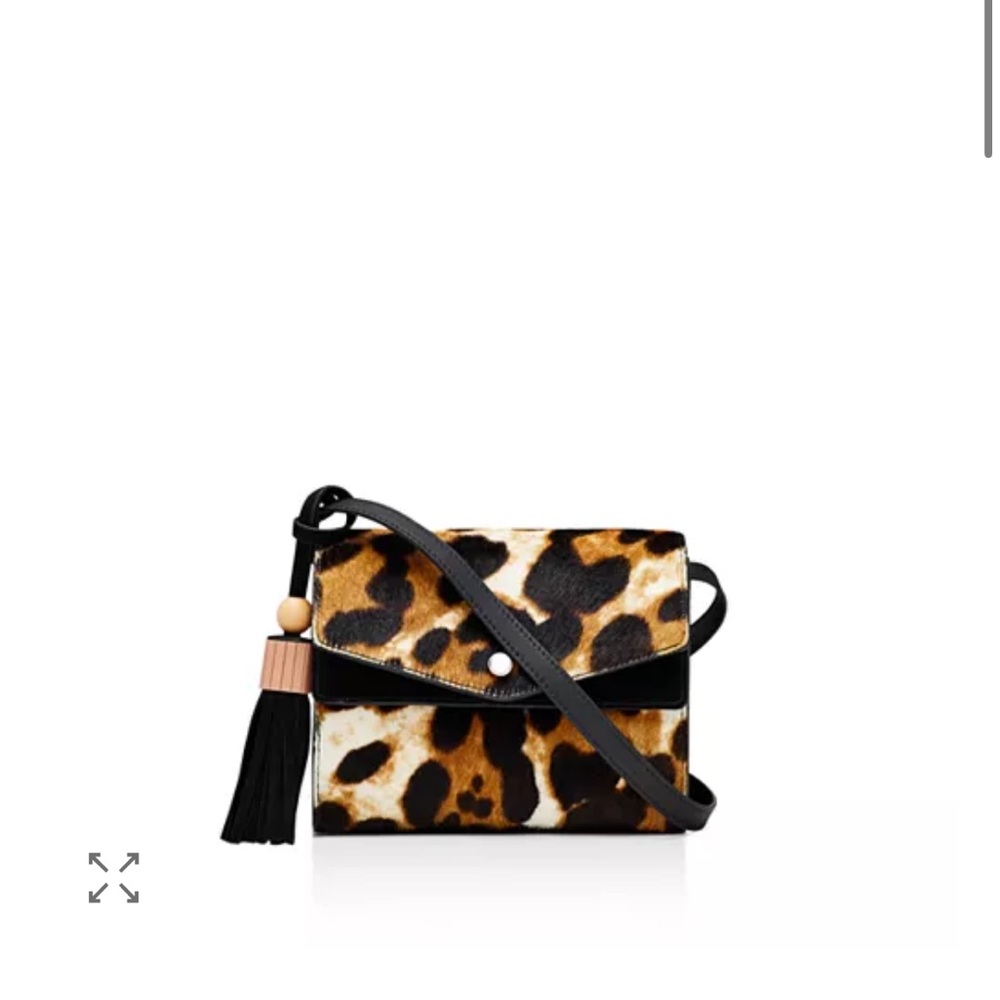 Elizabeth and James Eloise Field Leopard Print Calf Hair Crossbody